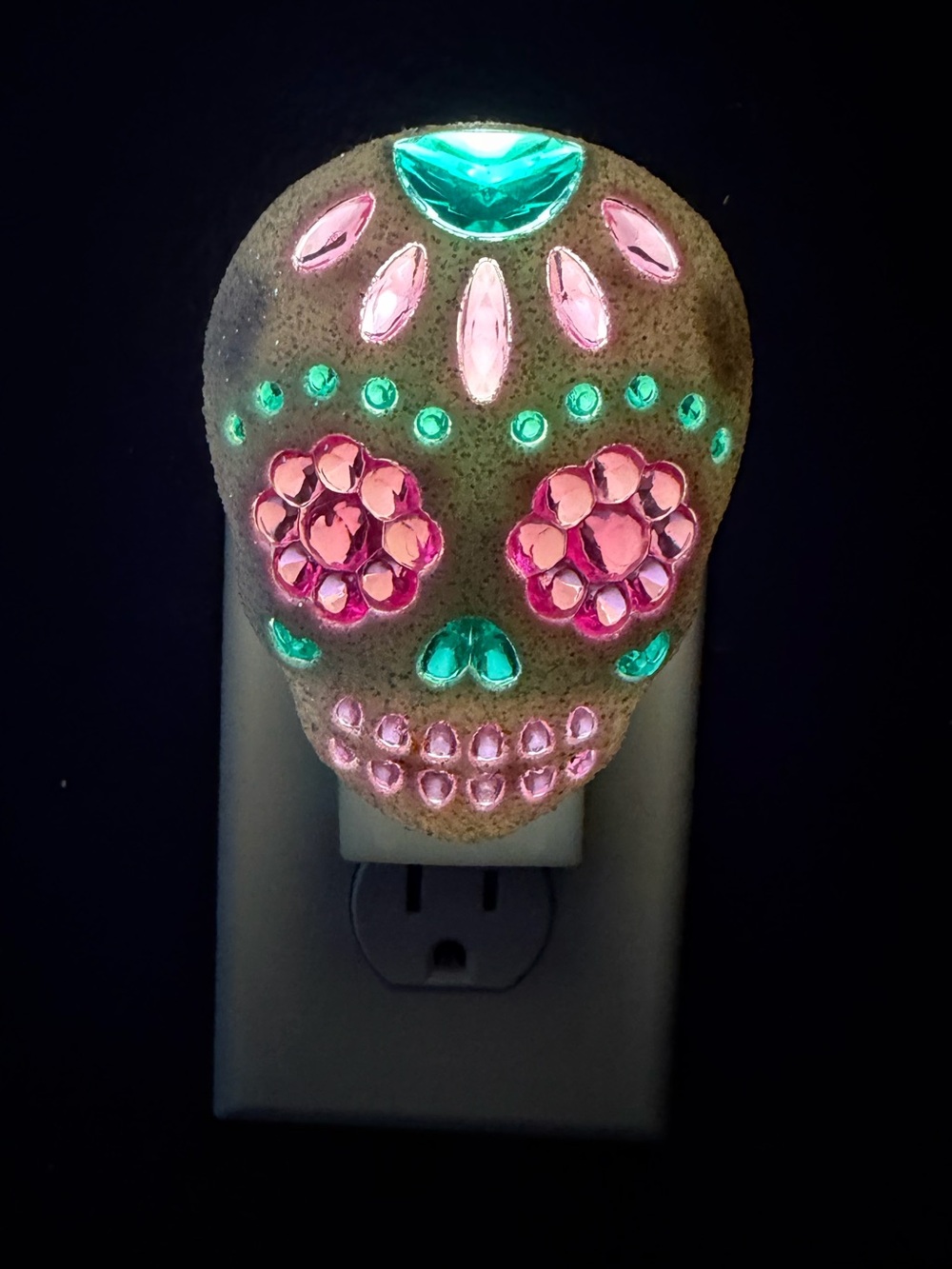 Bath & Body Works Pink and Teal Jeweled Sugar Skull Wall Plug-In Nightlight